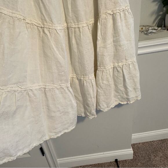 Vintage CP SHADES Cream White Metallic Linen Tiered Maxi Skirt XL - Picture 12 of 12